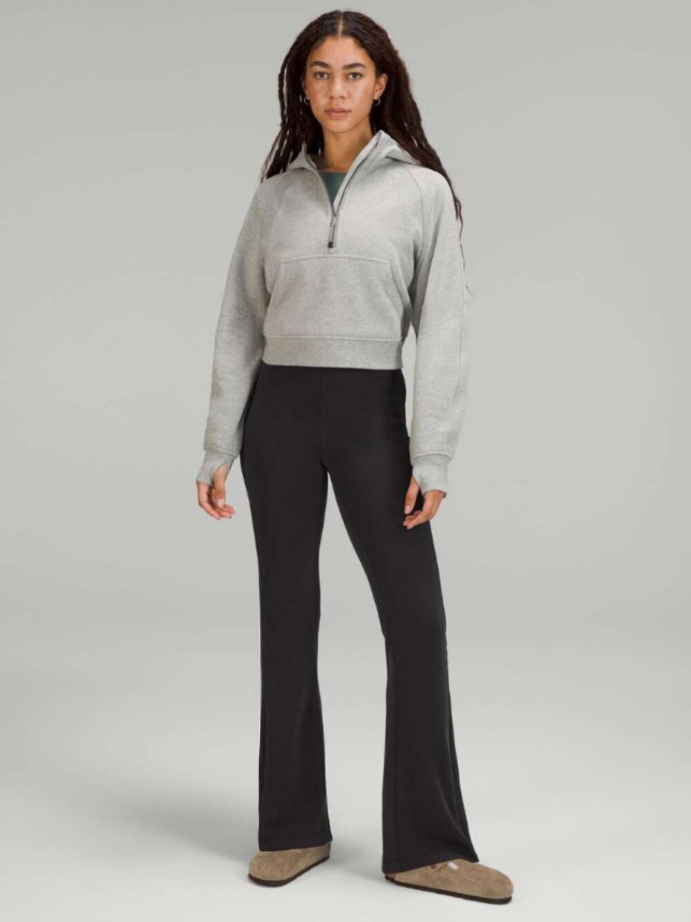 Lululemon Black Brushed Softstreme Ribbed Zip Flared Pant Size 8 High Rise